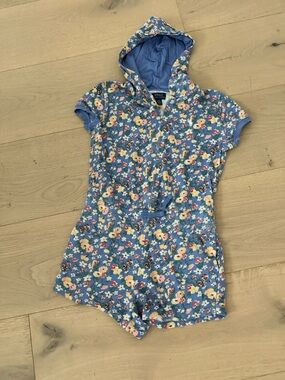 Polo by Ralph Lauren Blue Floral Hooded Romper